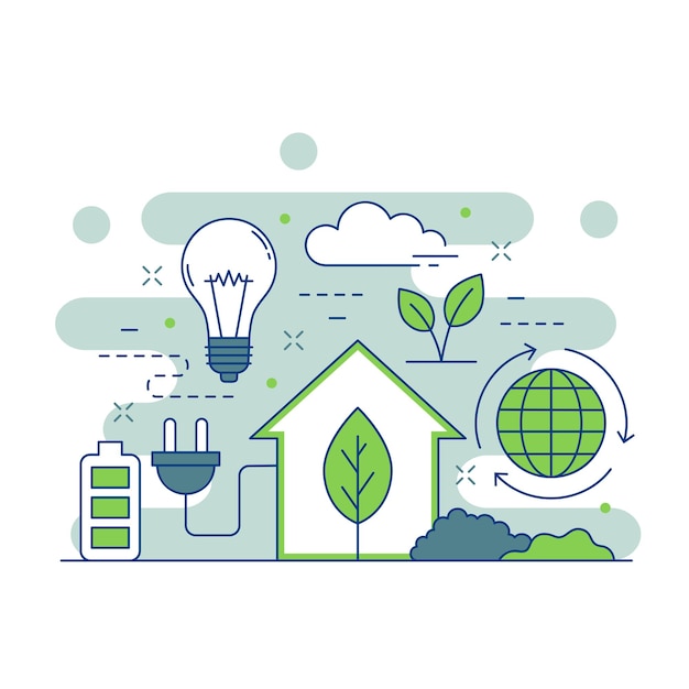 Diseño de ilustración de sitio web de concepto de energía verde 1