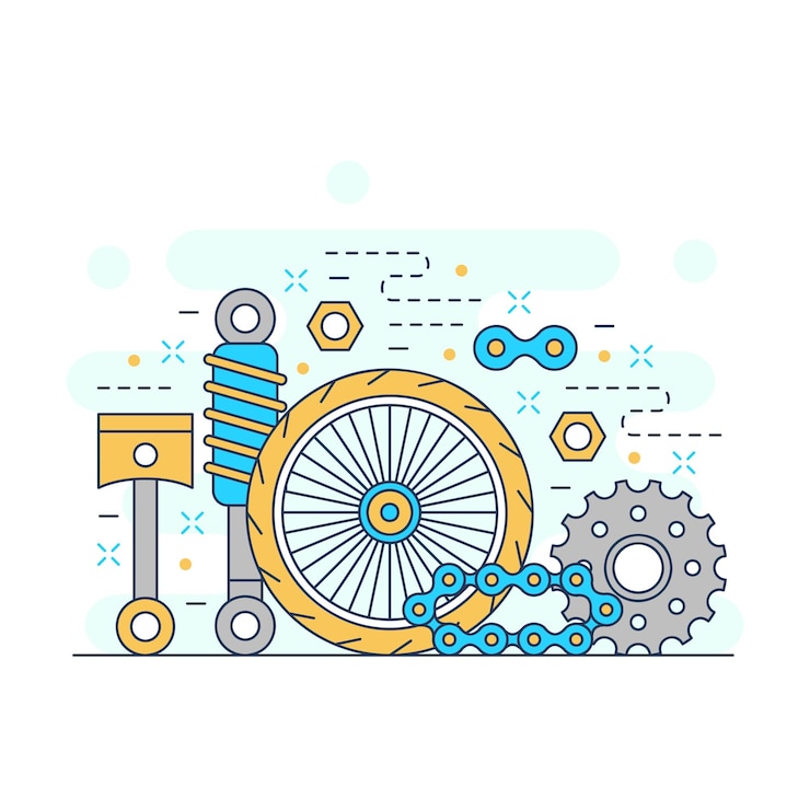 Vector diseño de ilustración de sitio web de concepto industrial de piezas de moto 1