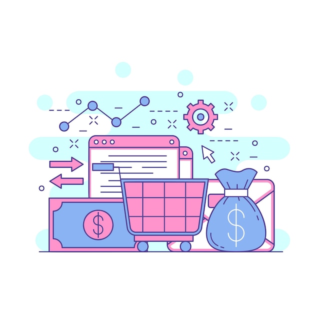 Diseño de ilustración de sitio web de concepto lindo de transacción digital 3