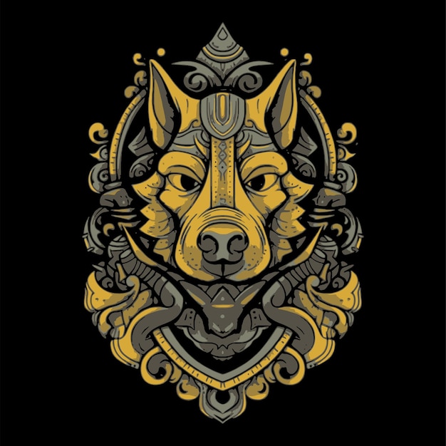 Diseño de ilustración sobre monstruo interior en marco ornamentado