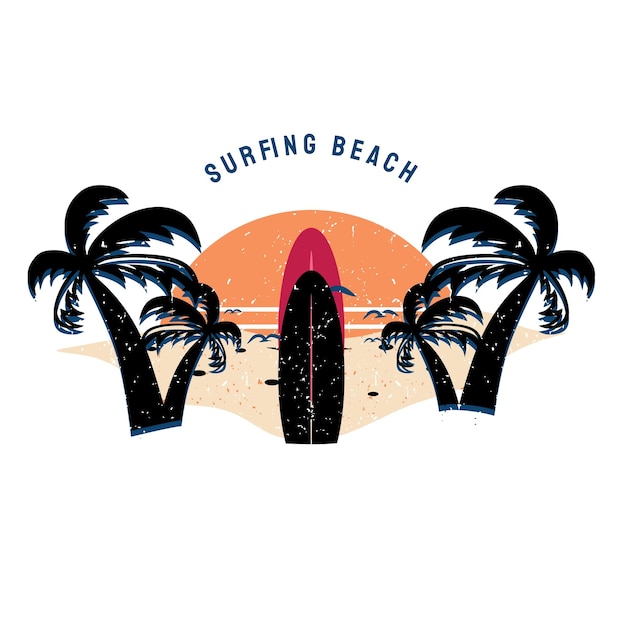 diseño de ilustración de surf de verano de ropa de calle