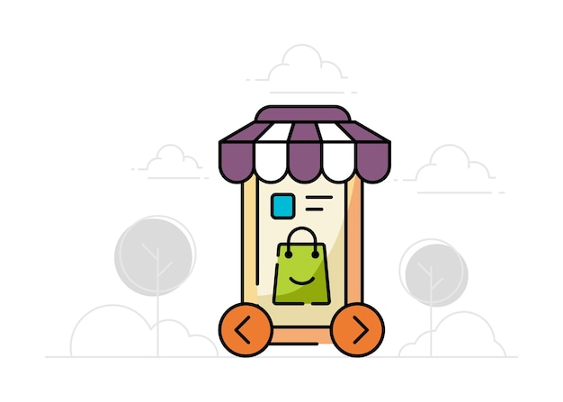 Diseño de ilustración de tienda en línea Diseño vectorial