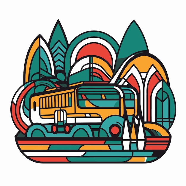 Vector diseño de ilustración de tren de arte pop