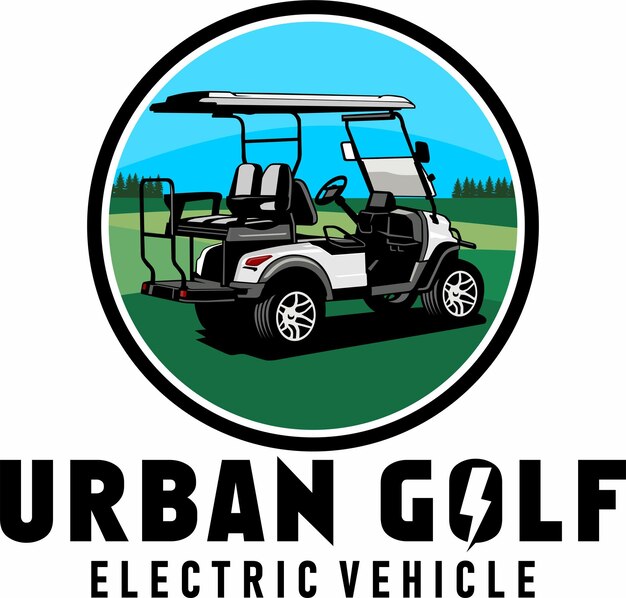 El diseño de la ilustración urbana del carro de golf es el icono del logotipo vector.