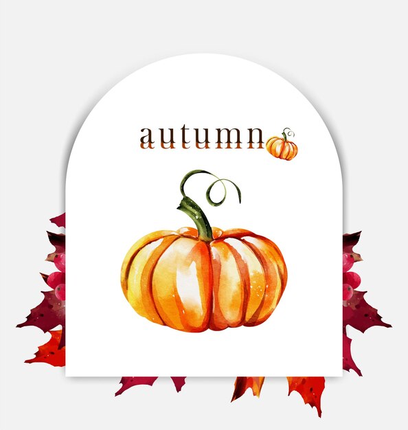Diseño de ilustración de vector de acuarela de calabaza naranja