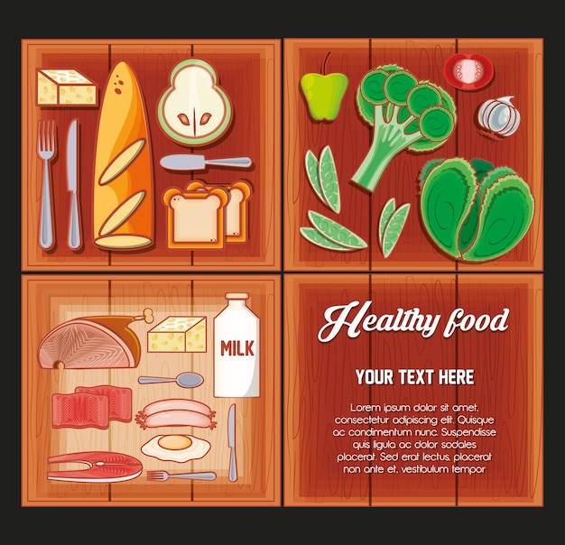 Diseño de ilustración de vector de alimentos de dieta saludable set de productos