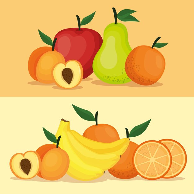 Vector diseño de ilustración de vector de alimentos saludables de frutas deliciosas