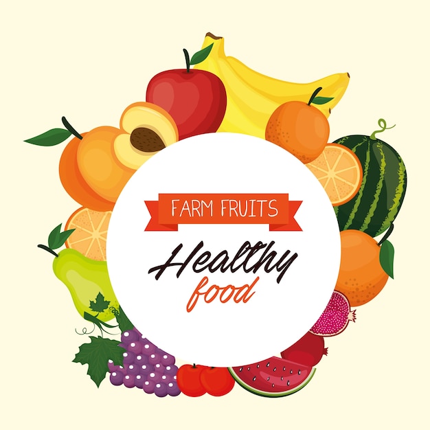 diseño de ilustración de vector de alimentos saludables de frutas deliciosas