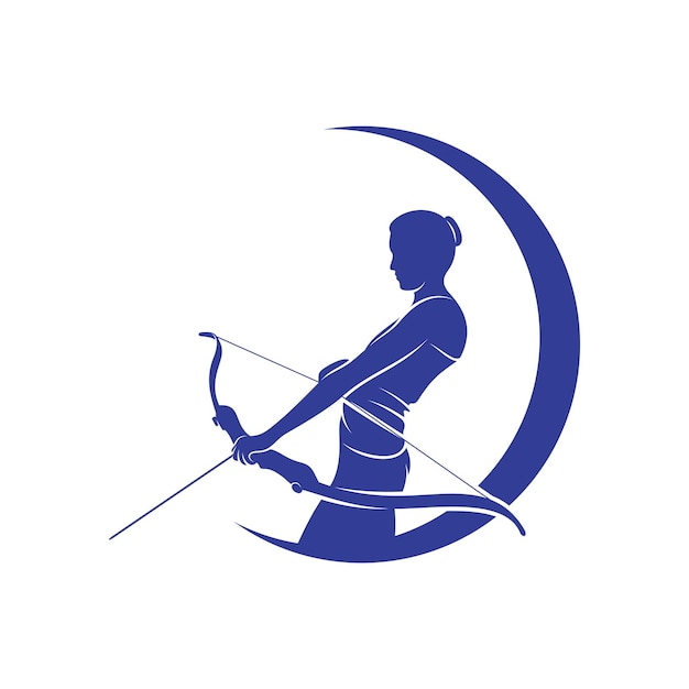 Diseño de ilustración de vector de arquero Plantilla de diseño de deporte de arquero silueta de arquero