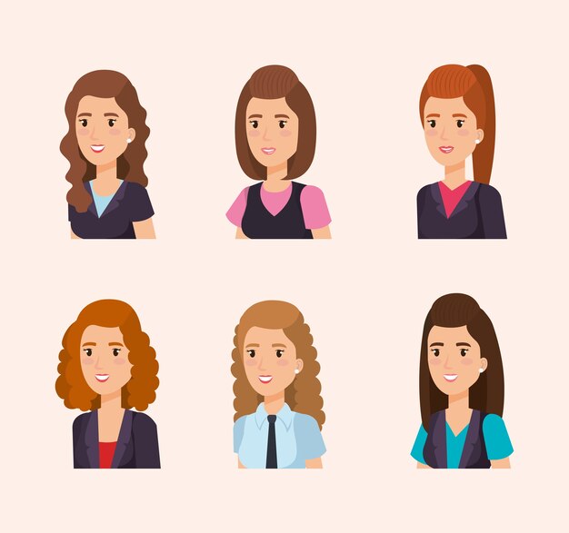 diseño de ilustración de vector de avatares isométricos de mujeres de negocios