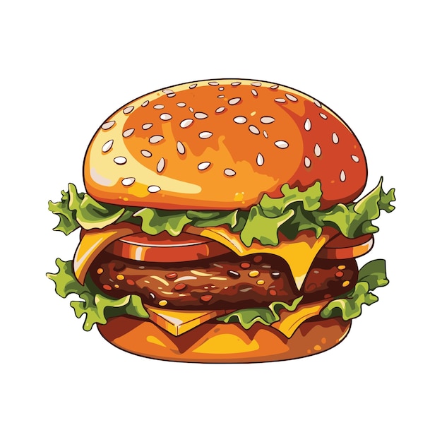 Vector diseño de ilustración de vector de boceto dibujado a mano de comida rápida de hamburguesa