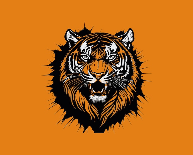 Diseño de ilustración de vector de cabeza de tigre