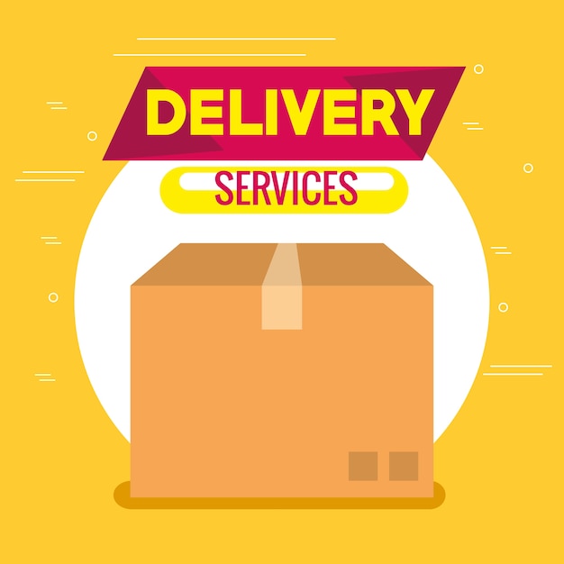 Diseño de ilustración de vector de cartón de caja de servicio de entrega