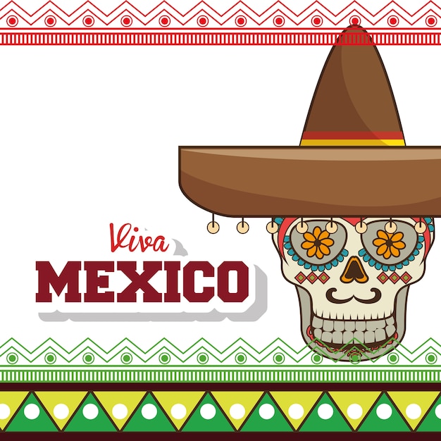 Diseño de ilustración de vector de celebración de cartel de viva mexico
