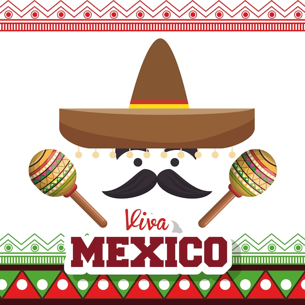 Diseño de ilustración de vector de celebración de cartel de viva mexico
