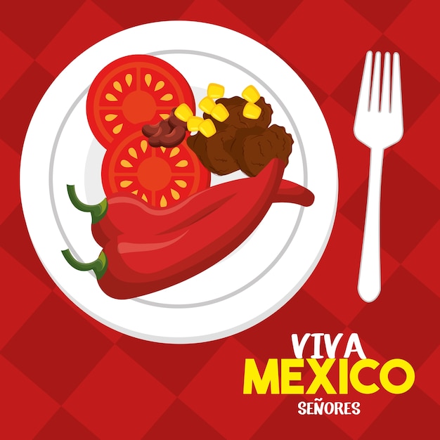 Diseño de ilustración de vector de celebración de cartel de viva mexico