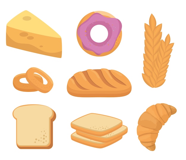 diseño de ilustración de vector de comida de panadería de pastelería panadería
