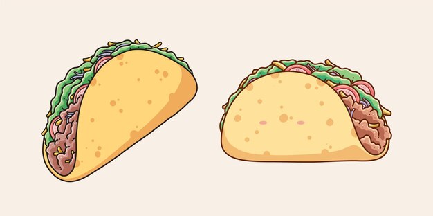 Diseño de ilustración de vector de comida de taco