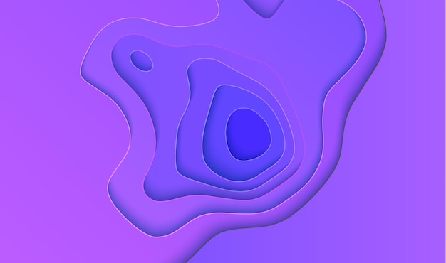 Diseño de ilustración de vector de corte de papel púrpura. Ilustración vectorial 3d. Ilustración de vector de arte de papel de mapa topográfico. EPS 10.