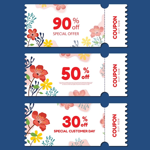 Diseño de ilustración de vector de cupón de compras especiales de venta de primavera