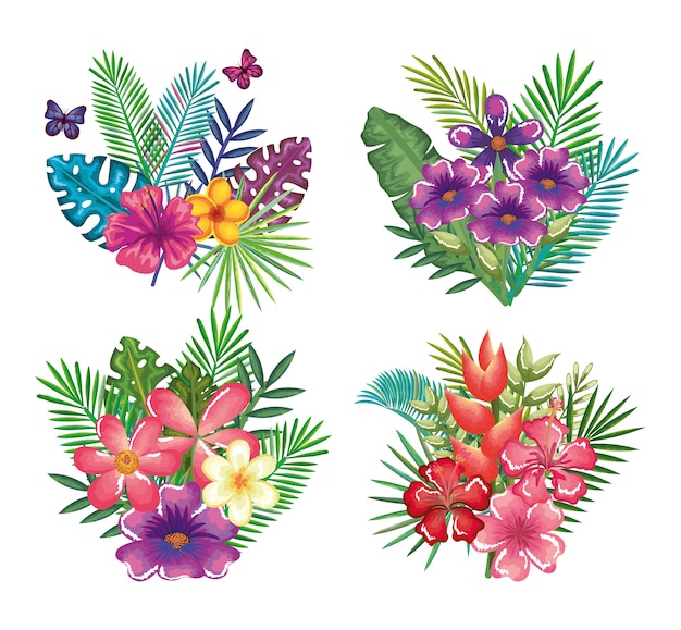 Diseño de ilustración de vector de decoración floral tropical y exótico