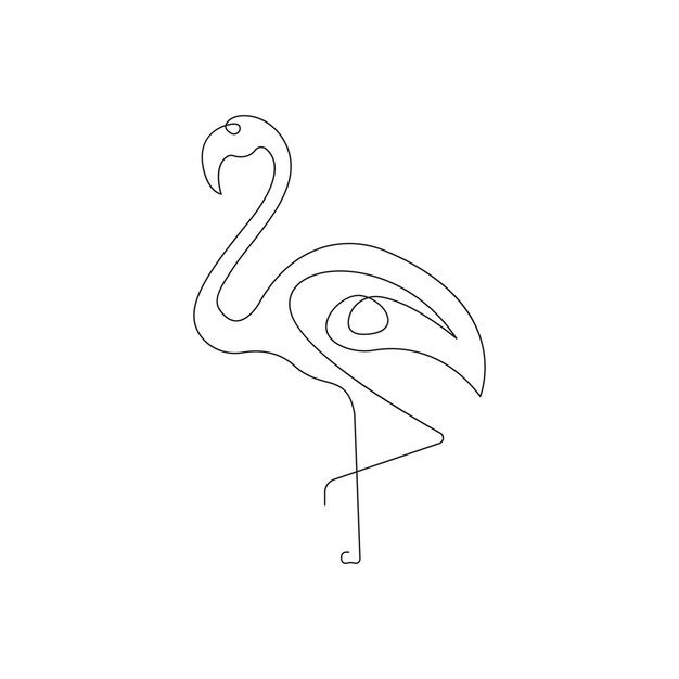 Diseño de ilustración de vector de decoración de pared de arte de una línea de flamenco