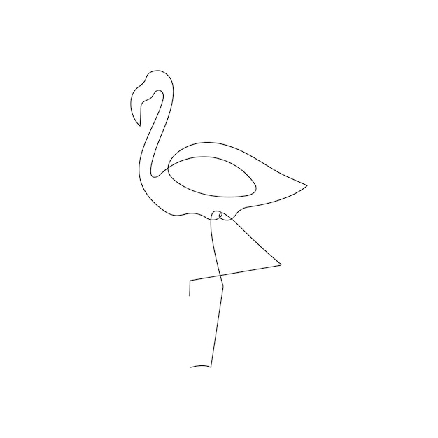 Diseño de ilustración de vector de decoración de pared de arte de una línea de flamenco