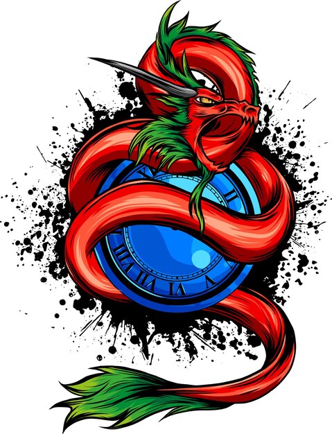 Diseño de ilustración de vector de dragón de color