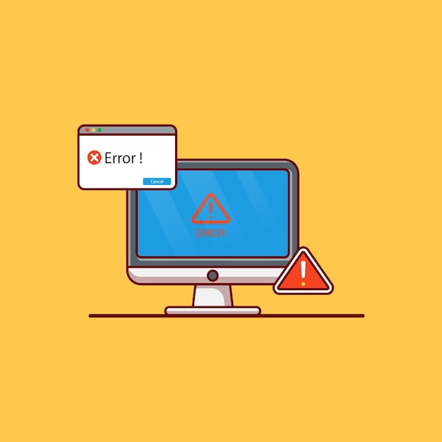 Diseño de ilustración de vector de error de computadora