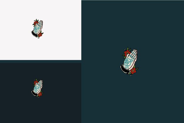 Diseño de ilustración de vector de flores rojas de asimiento de la mano