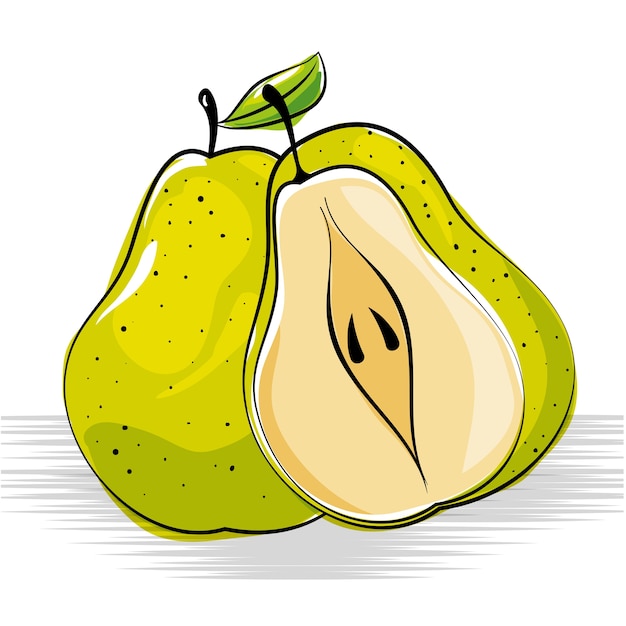 diseño de ilustración de vector de fruta fresca y saludable pera
