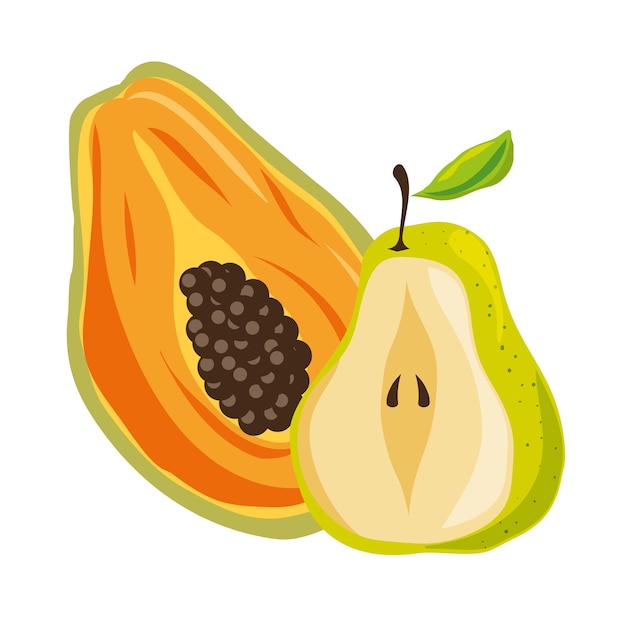 Diseño de ilustración de vector de fruta fresca y saludable