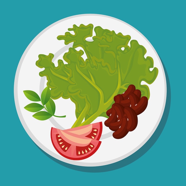 Diseño de ilustración de vector de frutas y verduras saludables