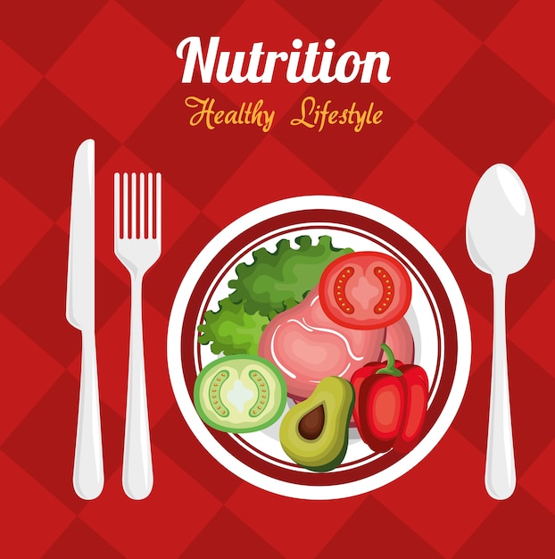 diseño de ilustración de vector de icono de alimentos saludables de nutrición
