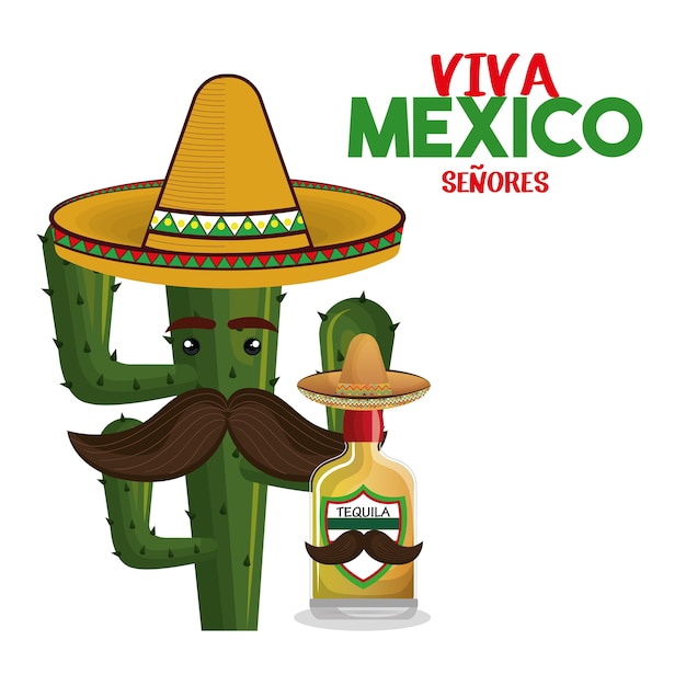 Diseño de ilustración de vector de icono de cartel de viva mexico