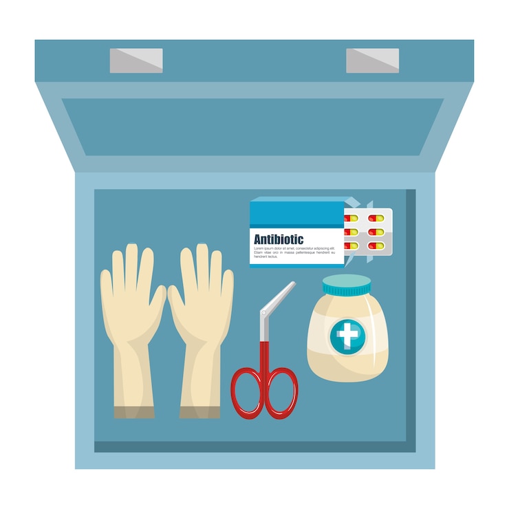 Vector diseño de ilustración de vector de icono de elementos de kit médico