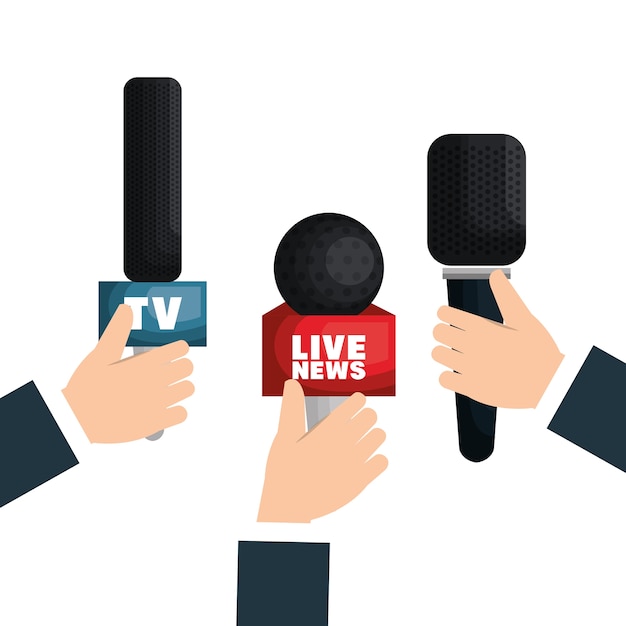 diseño de ilustración de vector de icono de equipo de noticias en vivo