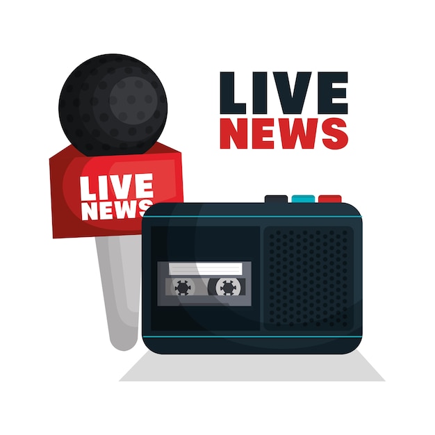 diseño de ilustración de vector de icono de equipo de noticias en vivo