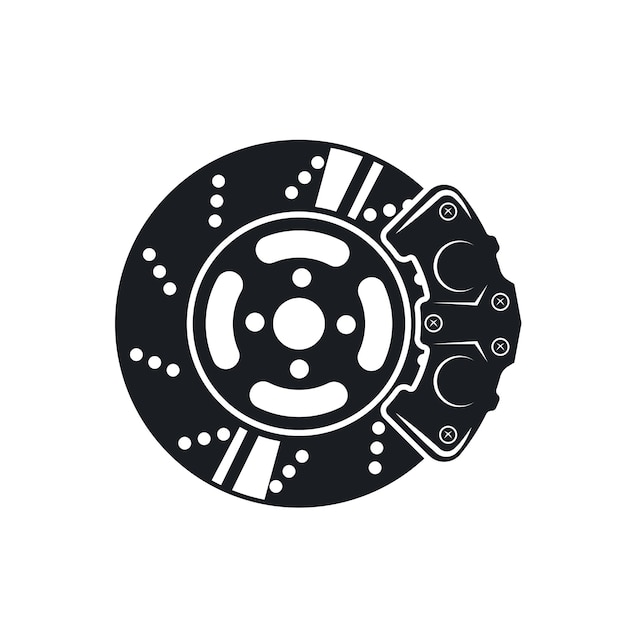 Diseño de ilustración de vector de icono de freno de disco negro