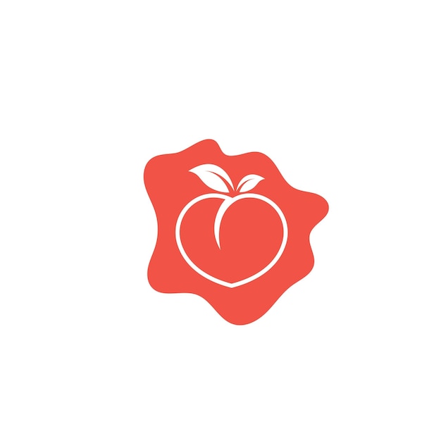 Diseño de ilustración de vector de icono de fruta de melocotón