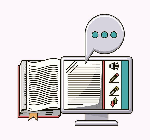 diseño de ilustración de vector de icono de libro electrónico aislado