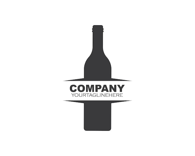 Diseño de ilustración de vector de icono de logotipo de botella de vino