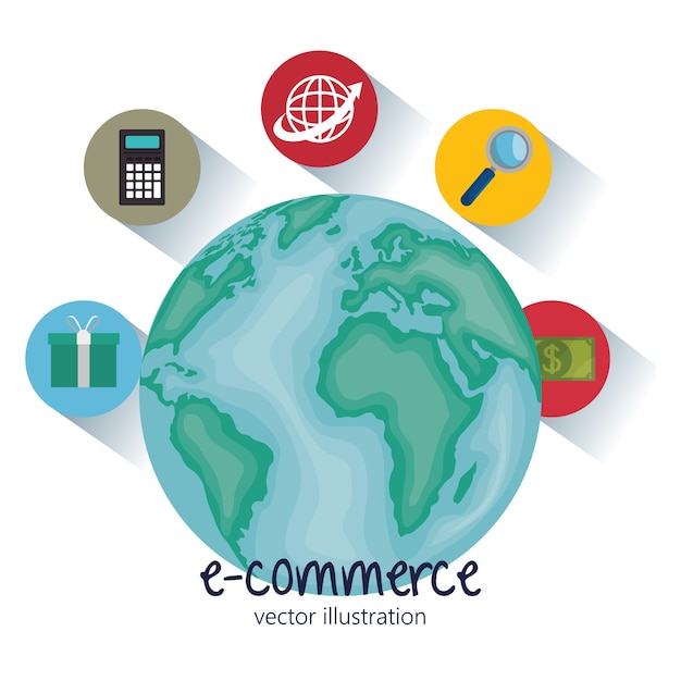 diseño de ilustración de vector de icono de negocio de comercio electrónico
