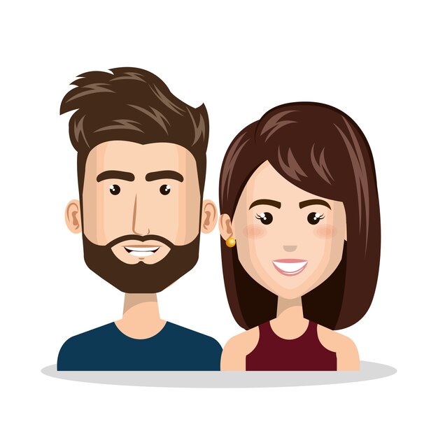 Vector diseño de ilustración de vector de icono de personajes de pareja joven