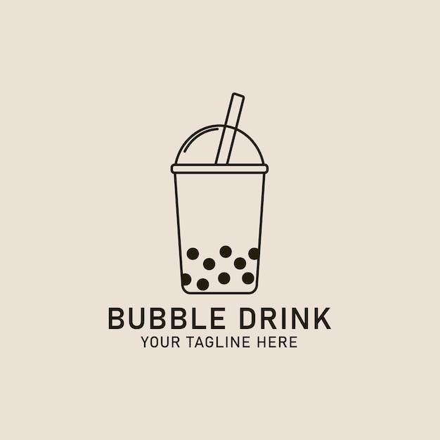 Diseño de ilustración de vector de icono y símbolo de logotipo de arte de línea de bebida de burbuja