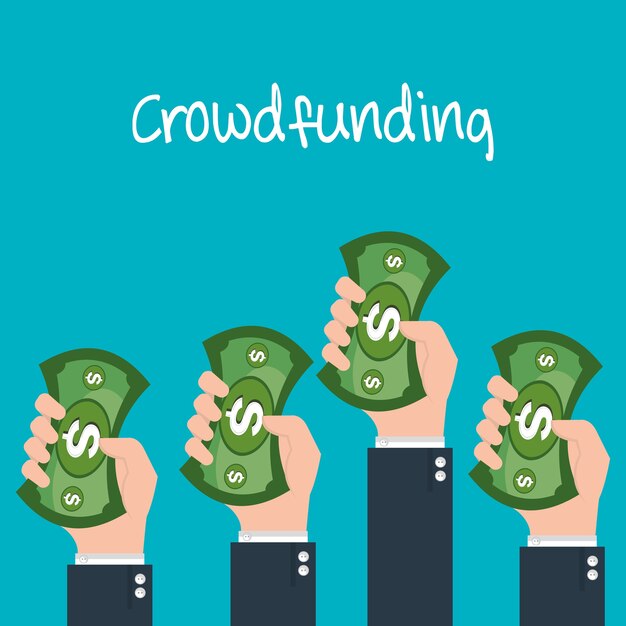 diseño de ilustración de vector de iconos de concepto de crowdfunding