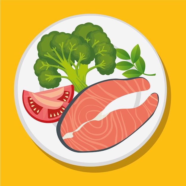 diseño de ilustración de vector de iconos de menú de alimentos saludables