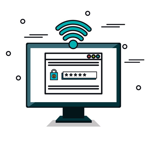 diseño de ilustración de vector de iconos planos de seguridad en línea
