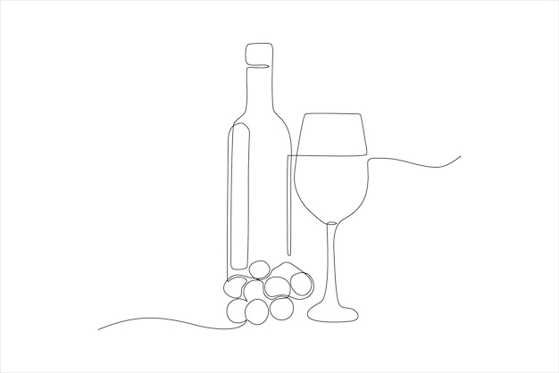 diseño de ilustración de vector de línea continua de bebida de vino