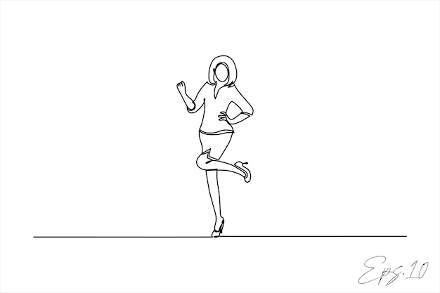 diseño de ilustración de vector de línea continua de mujer posando estilo libre